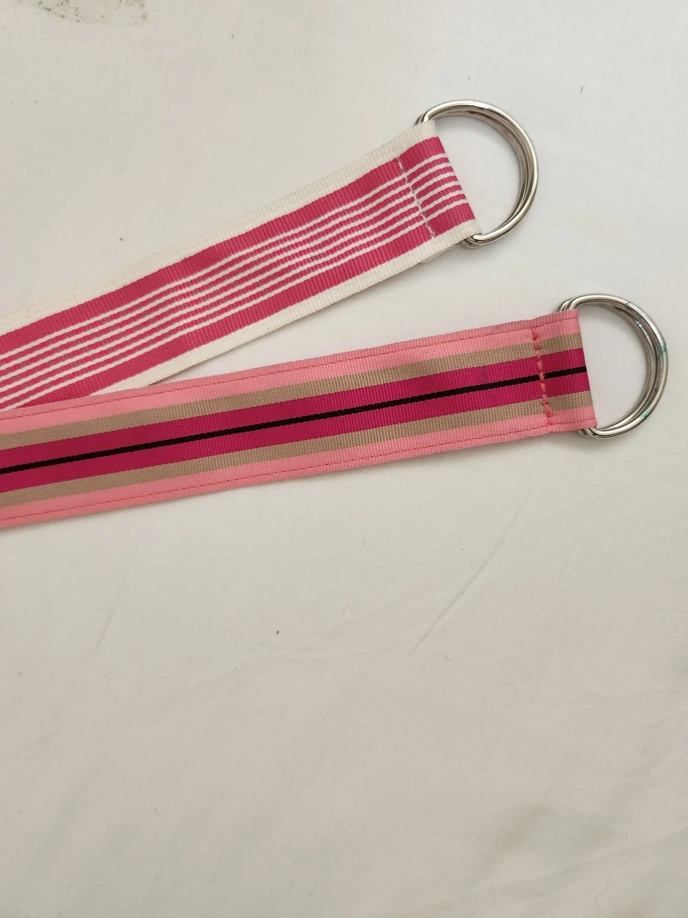 VINTAGE Express Pink Striped Grosgrain Ribbon  Belts with D-Ring Closures